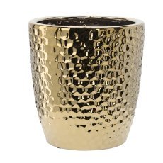 Keramischer Ziertopf 39 cm – Goldene Waben – ELI3475