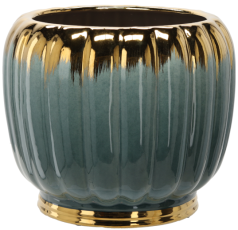 Keramischer Ziertopf 41 cm – gold-grün – ELI3628