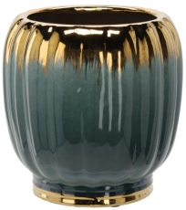 Keramischer Ziertopf 28 cm – gold-grün – ELI3635