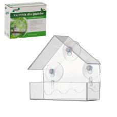 Vogelfutterstation, 2-teilig, transparent mit Saugnapf – EDA4380