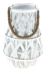 Laterne 24x55 cm mit Glaseinsatz – Weiß – ILS3100