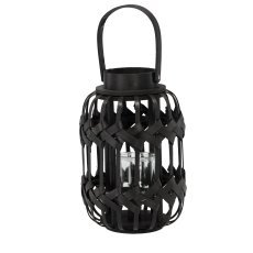 Lampe H 30/43 cm mit Glaseinsatz – Schwarz – LIS3216