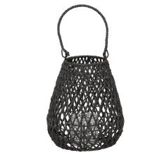 Laterne aus Flechtwerk 20x25 cm – schwarz – ILS1258