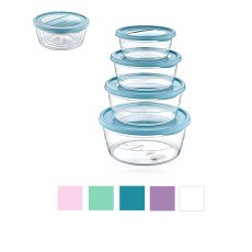 Set aus 4 runden Aufbewahrungsdosen Trend Box (0,3 + 0,7 + 1,1 + 1,75 l) – HOB021021