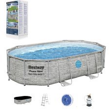 Ovaler Rattan-Stahlrahmenpool 4,88 x 3,05 x 1,07 m - BES56946