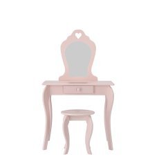 Kleiner Schminktisch mit Spiegel und Hocker – Rosa – PHO0403