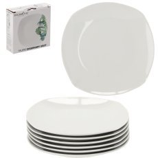 Set aus 6 quadratischen Desserttellern, 20 cm, in Weiß *2349