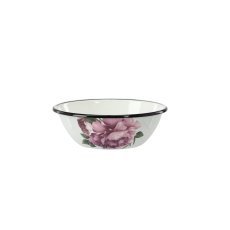 Emaille-Schüssel 0,6 l, 16,5 cm, weiß – Pfingstrose Laura *9051
