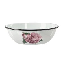 Emaille-Schüssel 2,5 l, 24,5 cm, weiß, Pfingstrose Laura *9099