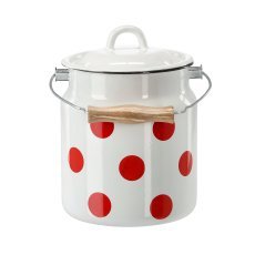 Emaillierter Eimer 3,3 l, 16 cm, weiß mit roten Punkten z/p *9112