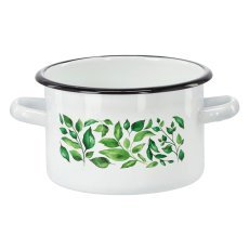 Emaille-Topf 2 l, 16 cm, weiß, Ficus *9143