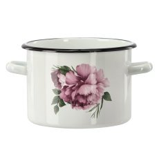 Emaille-Topf 3 l, 18 cm, weiß, Pfingstrose Laura *9181