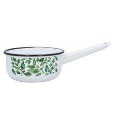 Emaille-Kasserolle mit Griff 1,5 l, 16 cm, weiß Ficus *9280