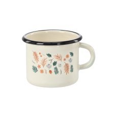 Emaillebecher mit Blattmotiv, 0,5 L – Creme – EMA2280