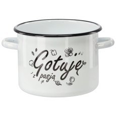 Emaille-Topf „Ich koche mit Leidenschaft“, 4,5 L – Weiß – EMA2396