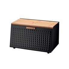 Brotbox Hibisco – emailliert mit Bambusdeckel, 35,5 x 17 x 19,5 cm, schwarz *8879