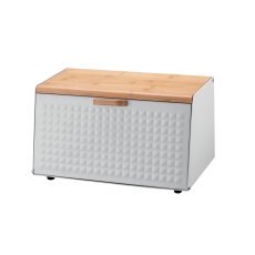 Brotbox Hibisco – emailliert mit Bambusdeckel, 35,5 x 17 x 19,5 cm, weiß *8886