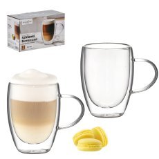 Set aus 2 Thermo-Gläsern mit doppelwandigem Design und Henkel, 340 ml *9753