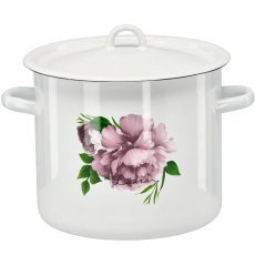 Gusseisentopf 7 l, 22 cm, weiß, Pfingstrose Laura m/D *2615