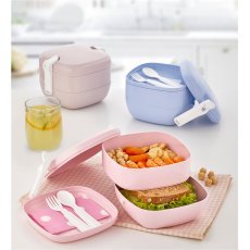 Lunchbox doppelt mit Besteck *3139