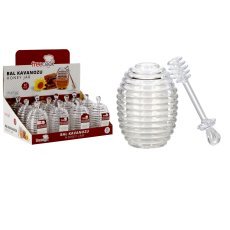 Plastikglas für Honig 200 ml mit Löffel, 12 Stück – OKY7956