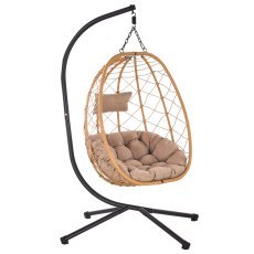 Hängender Klappstuhl beige, Sitzkissen – beige, Gestell – schwarz *9100