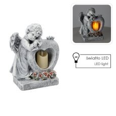 Figur Engelchen mit Herz und LED-Kerze - DED8752