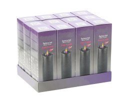 LED-Kerze 5 cm x 15 cm mit Batterien, granitfarben mit rosafarbenem Flammenlicht *9716