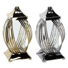 Lampion 40 cm mit Metallstreifen in Gold/Silber, Packung = 3 Stk *8507