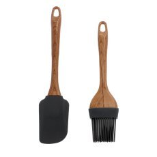 Set aus 2 Küchenhelfern – Pinsel und Spatel mit Holzgriffen - OKY6626