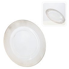 Runder Platzteller 33 x 33 x 1,5 cm, transparent gold, Verpackung = 6 Stück *7793