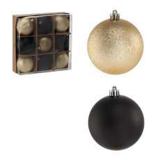 Set mit 9 Christbaumschmuckstücken – Schwarz-Gold – GIF0560