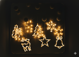 LED-Weihnachtsfensterdeko mit Saugnapf, batteriebetrieben – 6 Motive – LED4017