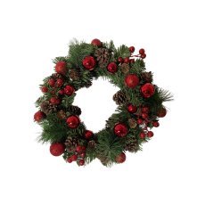 Weihnachtskranz 36 cm mit roten Zapfen *4251
