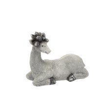 Chomik - Figur Weihnachtsdekoration – liegender grauer Hirsch 17,5 x 8,5 x 15 cm Packung = 4 Stück *5180