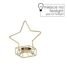 Metall-Teelichthalter in Gold – Sternform 14,2 x 7 x 14,3 cm, Verpackung = 4 Stück *5661