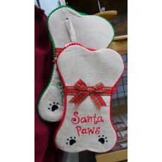 Chomik - Weihnachtsdekoration – Festliche Tier-Weihnachtssocke in Knochenform, Farbmix, 24 x 41 cm *8556