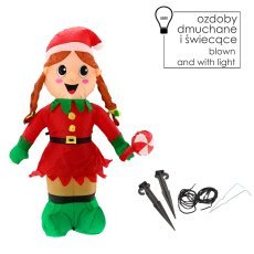Aufblasbarer LED-Weihnachtself, Mädchen, 150 cm *8754