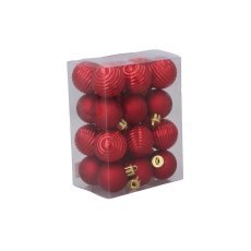 Chomik - Set aus 24 Christbaumschmuckstücken – Rot, Gold, Silber – GIF7146