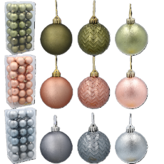 Chomik - Set mit 9 Christbaumkugeln, 6 cm, in Oliv-, Kupfer- und Graphitfarben – GIF7337