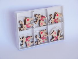 Chomik - Set mit 18 Holz-Weihnachtsanhängern „Rentiere“, 12er-Pack - DIY9010