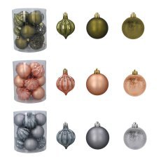 Chomik - Set mit 12 Christbaumanhängern, 6 cm, in Oliv-, Kupfer- und Graphitfarben, Röhre *7412