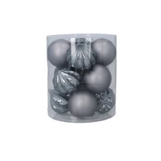 Chomik - Set mit 12 Christbaumanhängern, 6 cm, in Oliv-, Kupfer- und Graphitfarben, Röhre *7412