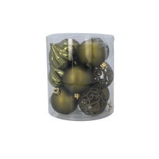 Chomik - Set mit 12 Christbaumanhängern, 6 cm, in Oliv-, Kupfer- und Graphitfarben, Röhre *7412