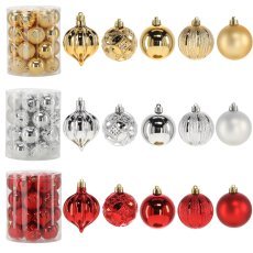 Set mit 26 Christbaumschmuckstücken, 6 cm, rot/gold/silber *7467