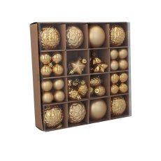 60-tlg. Weihnachtskugel-Set, rot/gold/silber, verschiedene Designs *7597