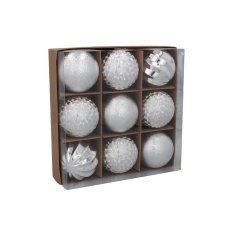 Chomik - Komplettset mit 9 Christbaumkugeln, 6 cm, in Rot/Gold/Silber *7634