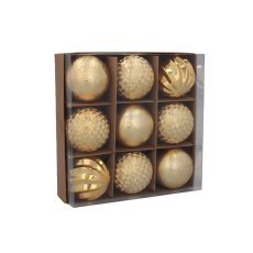 Chomik - Komplettset mit 9 Christbaumkugeln, 6 cm, in Rot/Gold/Silber *7634