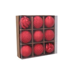 Chomik - Komplettset mit 9 Christbaumkugeln, 6 cm, in Rot/Gold/Silber *7634