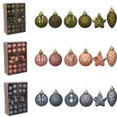 Chomik - Set mit 47 Christbaumschmuckstücken, 4–6 cm groß, in einer Mischung aus Oliv-, Kupfer- und Graphitfarben, verschiedene Designs *7702